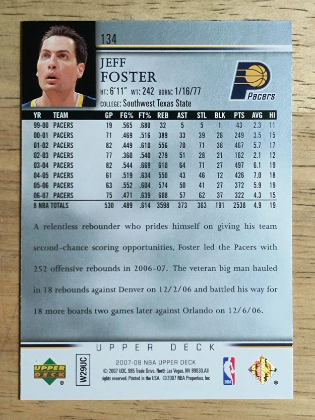 2007-08 Upper Deck #134 Jeff Foster