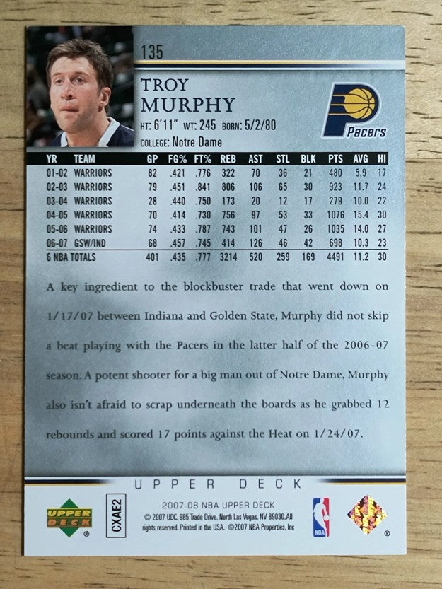 2007-08 Upper Deck #135 Troy Murphy