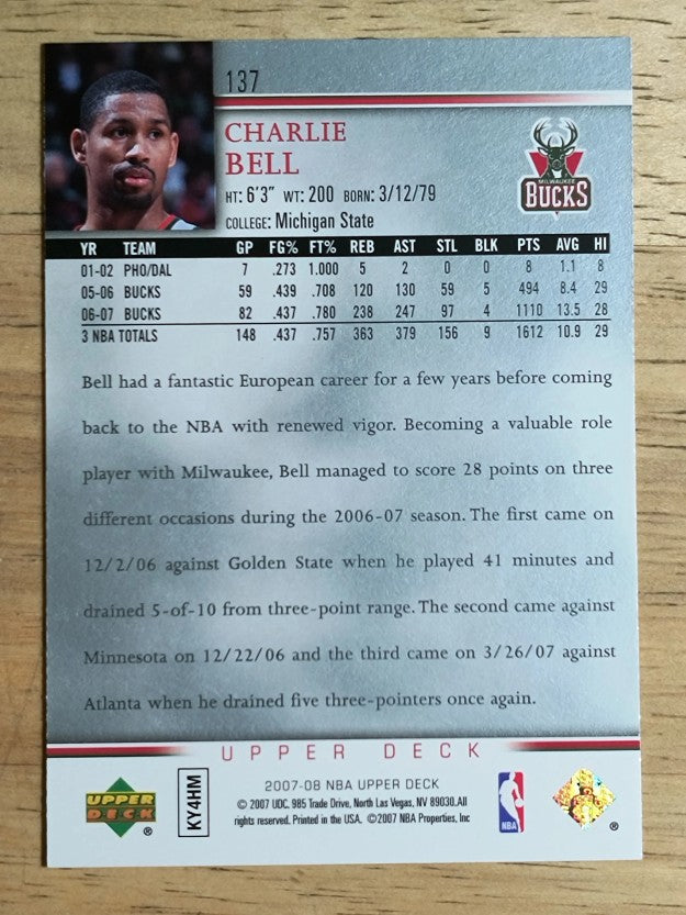 2007-08 Upper Deck #137 Charlie Bell
