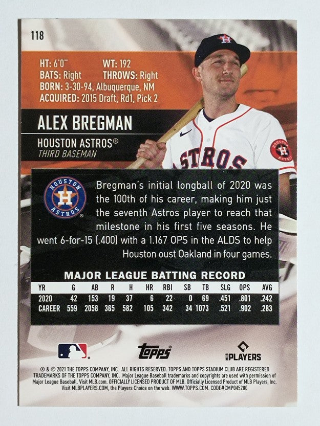 2021 Stadium Club Chrome Insert #118 Alex Bregman