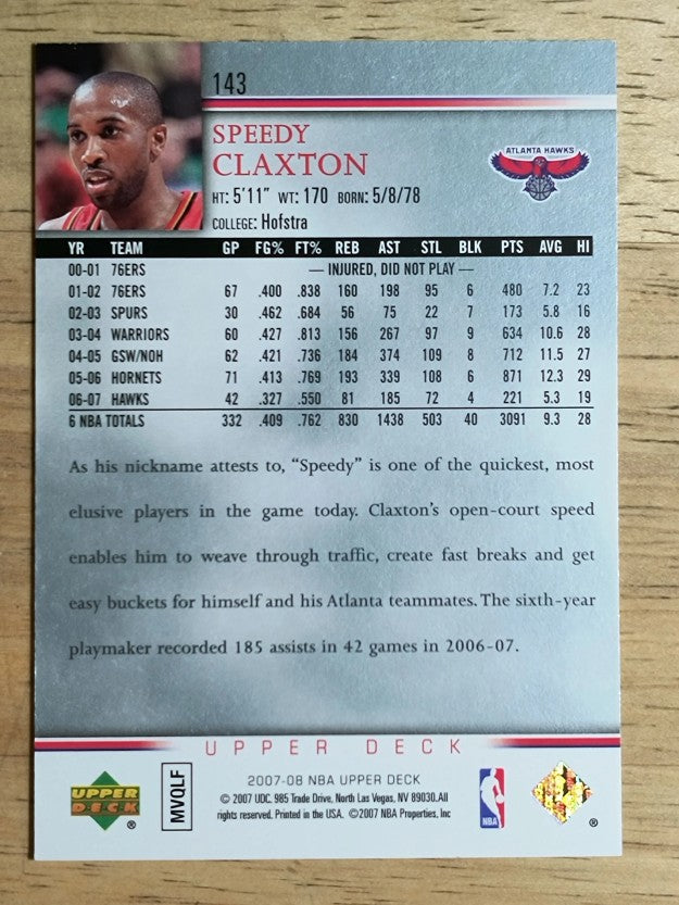 2007-08 Upper Deck #143 Speedy Claxton