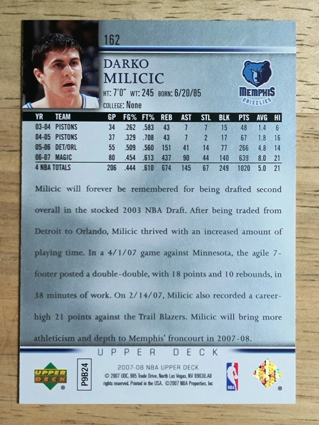 2007-08 Upper Deck #162 Darko Milicic