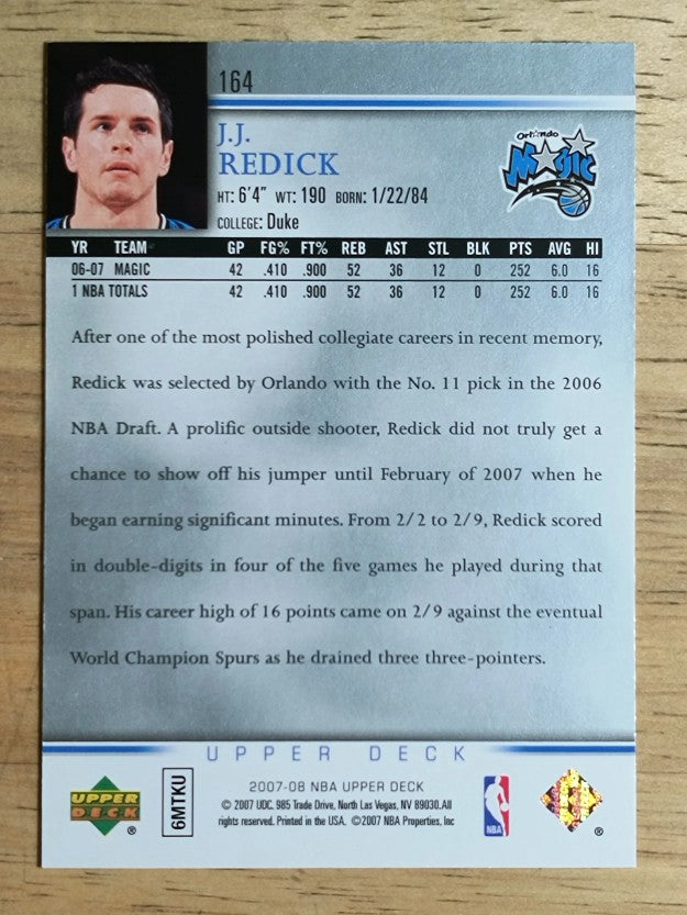 2007-08 Upper Deck #164 J.J. Redick