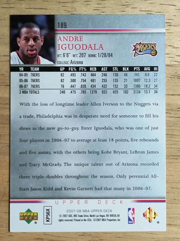 2007-08 Upper Deck #189 Andre Iguodala