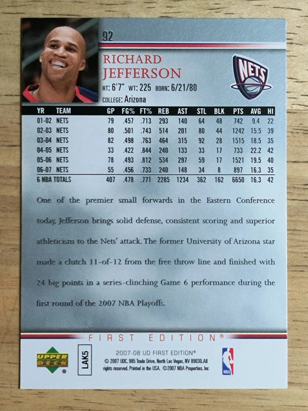 2007-08 Upper Deck First Edition #92 Richard Jefferson