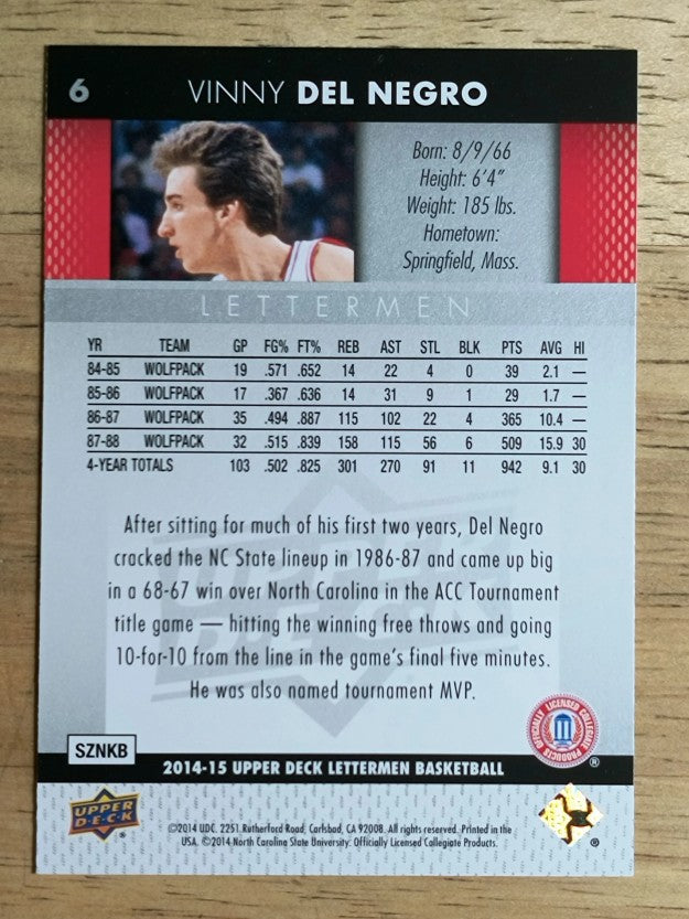 2014-15 Upper Deck Lettermen #6 Vinny Del Negro
