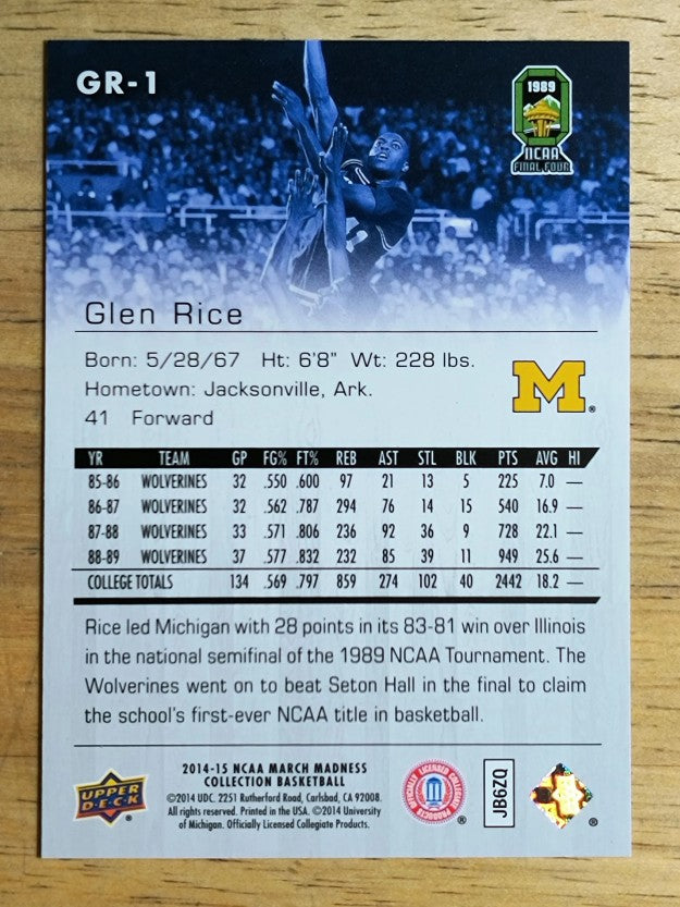 2014-15 Upper Deck March Madness Collection #GR1 Glen Rice