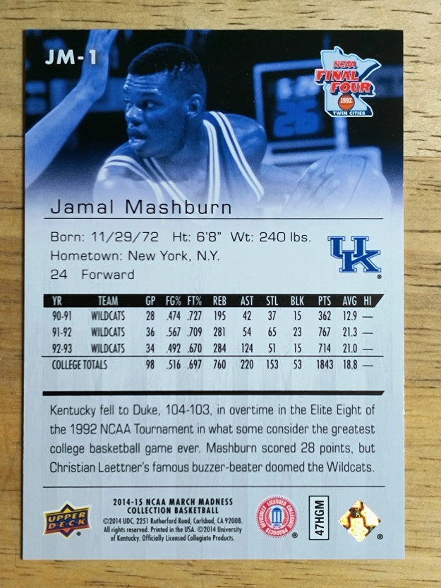 2014-15 Upper Deck March Madness Collection #JM1 Jamal Mashburn