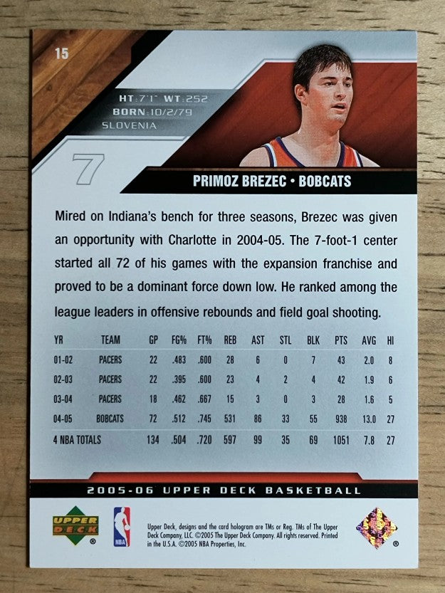 2005-06 Upper Deck #15 Primoz Brezec