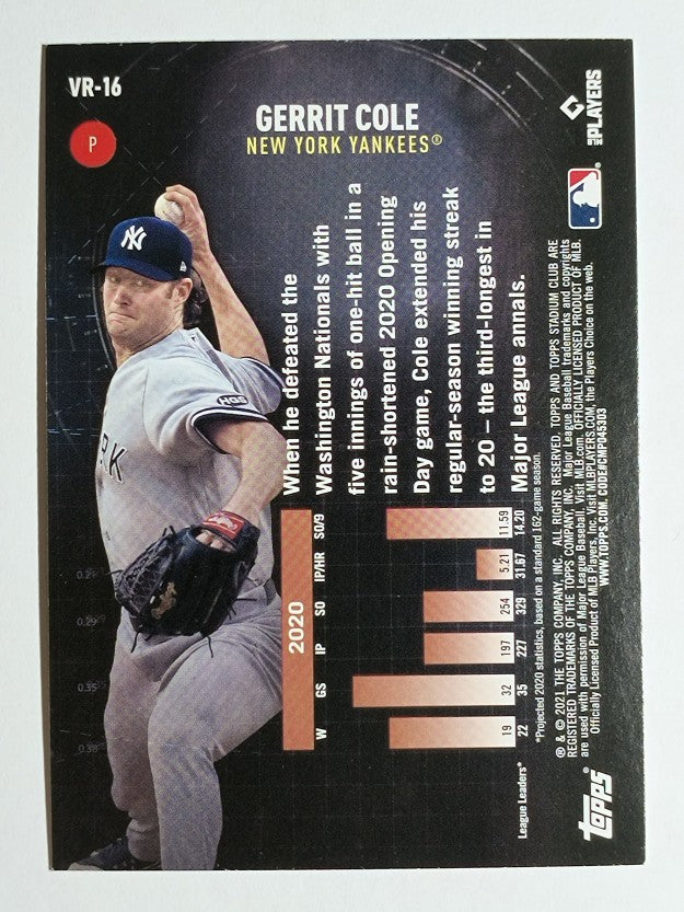 2021 Stadium Club Virtual Reality #VR16 Gerrit Cole