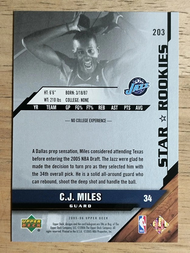 2005-06 Upper Deck #203 C.J. Miles RC