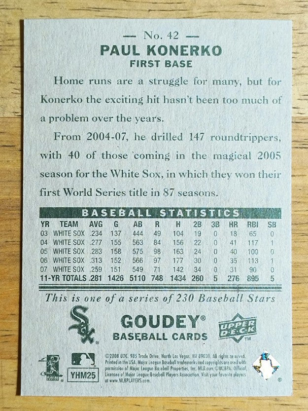 2008 Upper Deck Goudey #42 Paul Konerko