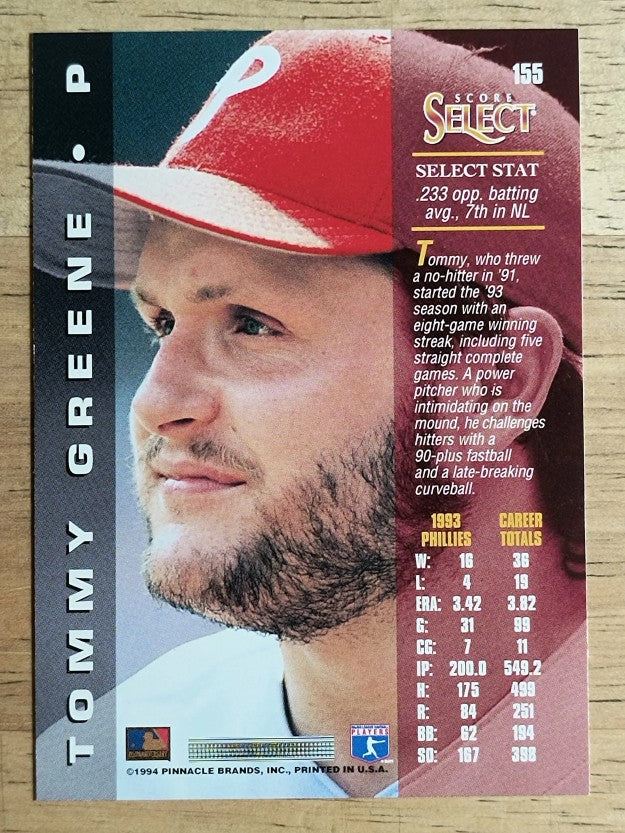 1994 Select #155 Tommy Greene
