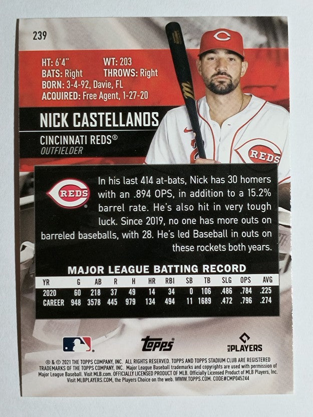 2021 Stadium Club Red Foil #239 Nick Castellanos
