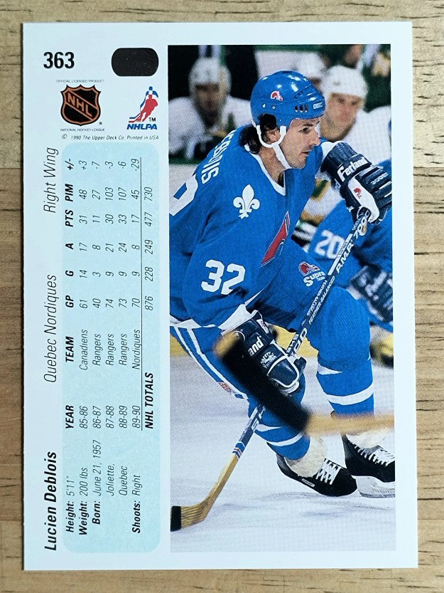 1990-91 Upper Deck #363 Lucien DeBlois