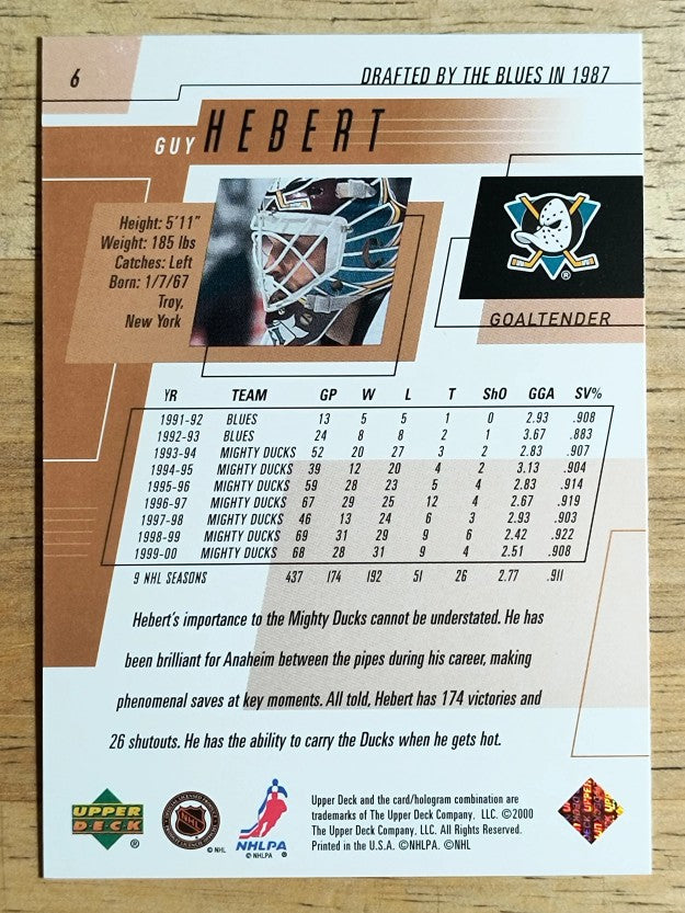 2000-01 Upper Deck #6 Guy Hebert