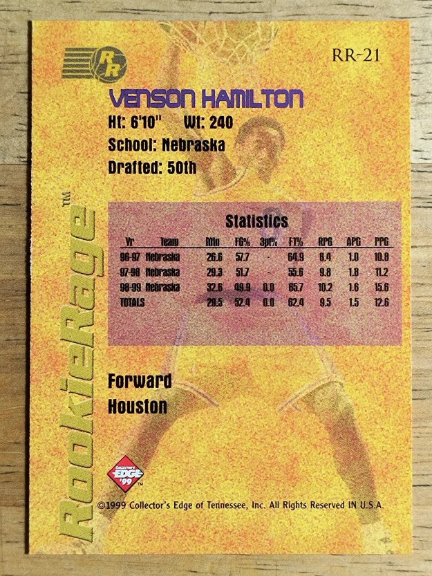 1999 Collector's Edge Rookie Rage #RR21 Venson Hamilton