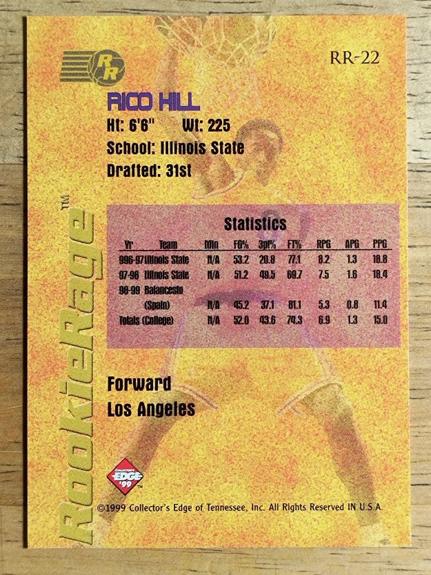 1999 Collector's Edge Rookie Rage #RR22 Rico Hill