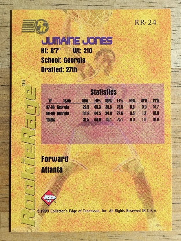 1999 Collector's Edge Rookie Rage #RR24 Jumaine Jones