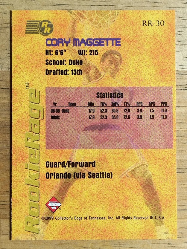 1999 Collector's Edge Rookie Rage #RR30 Corey Maggette