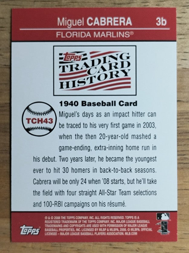 2008 Topps Trading Card History #TCH43 Miguel Cabrera