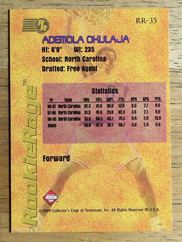 1999 Collector's Edge Rookie Rage #RR35 Ademola Okulaja