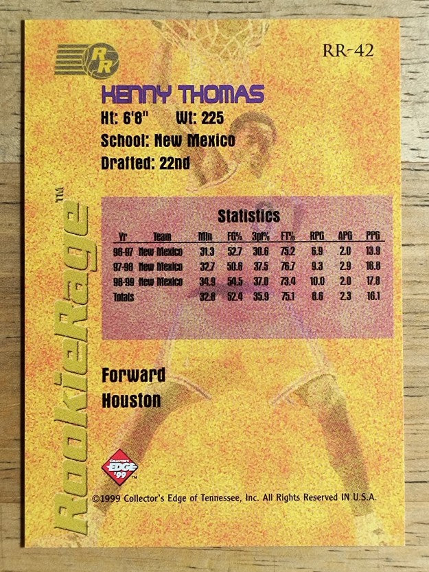 1999 Collector's Edge Rookie Rage #RR42 Kenny Thomas