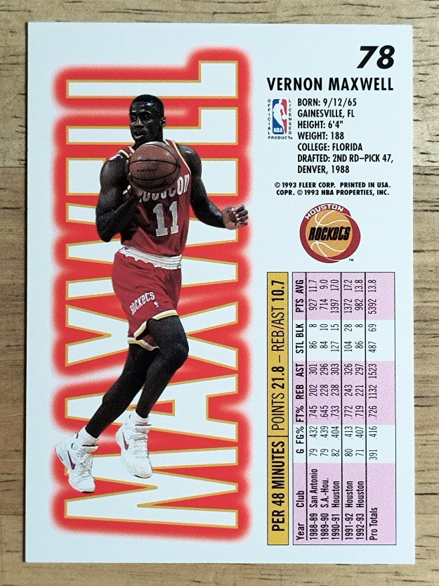 1993-94 Fleer #78 Vernon Maxwell