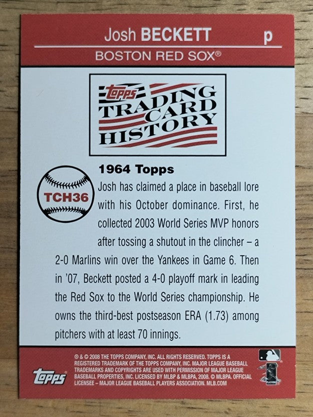2008 Topps Trading Card History #TCH36 Josh Beckett