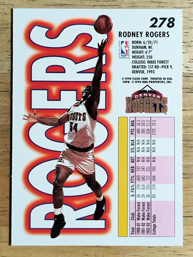 1993-94 Fleer #278 Rodney Rogers RC