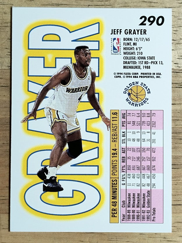 1993-94 Fleer #290 Jeff Grayer