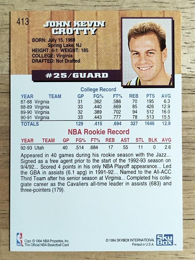 1993-94 Hoops Fifth Anniversary Gold #413 John Crotty