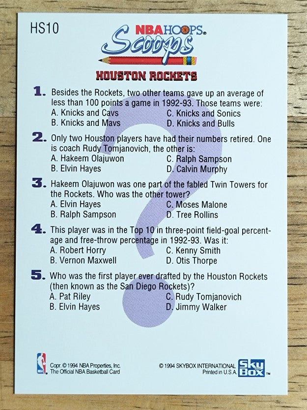 1993-94 Hoops Scoops #HS10 Hakeem Olajuwon