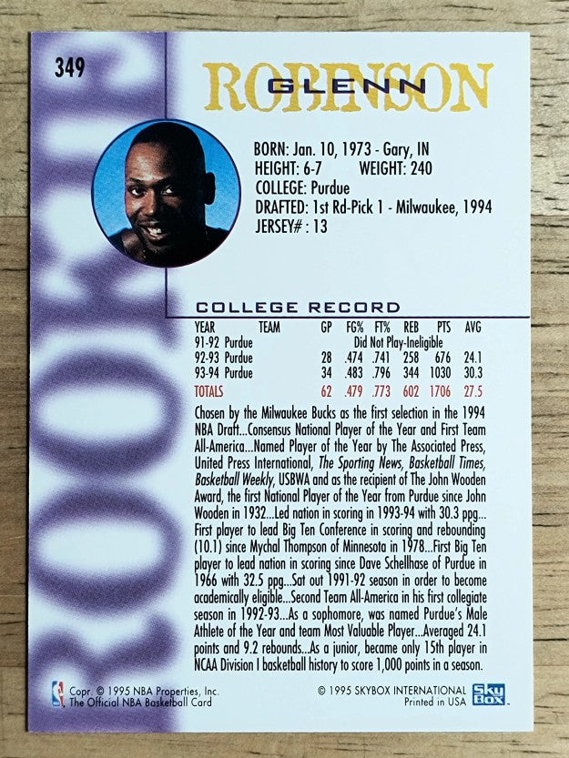 1994-95 Hoops #349 Glenn Robinson RC