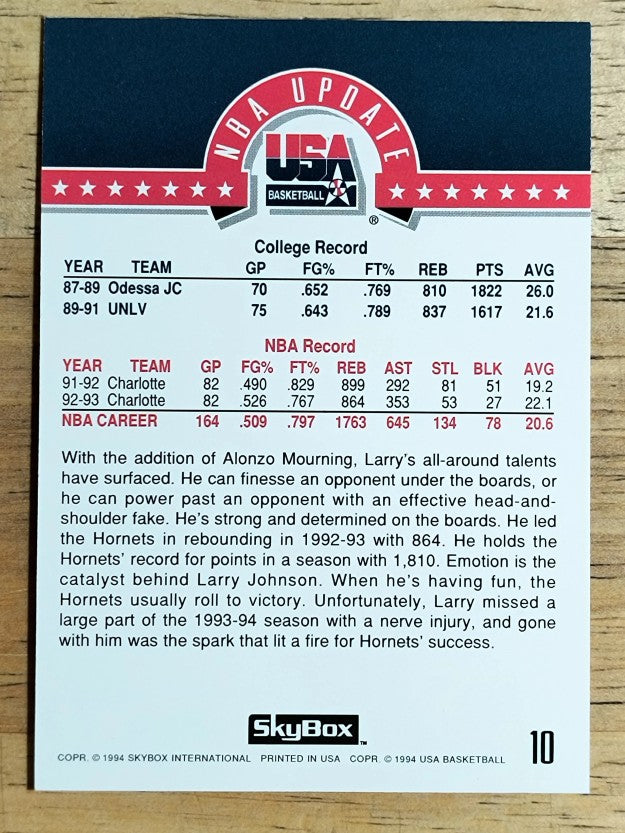 1994 SkyBox USA #10 Larry Johnson/NBA Update