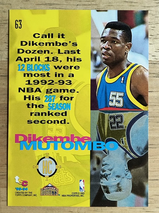 1993-94 Stadium Club #63 Dikembe Mutombo HC