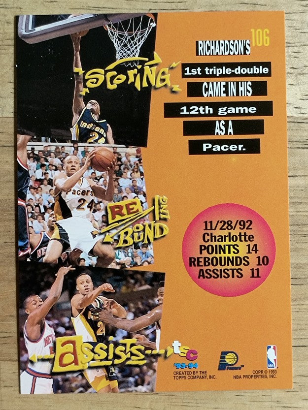 1993-94 Stadium Club #106 Pooh Richardson TD