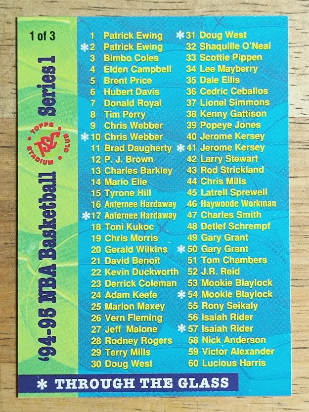 1994-95 Stadium Club Checklists #S11 Series One 1