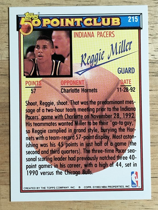 1992-93 Topps #215 Reggie Miller 50P