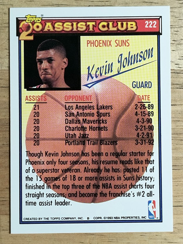 1992-93 Topps #222 Kevin Johnson 20A