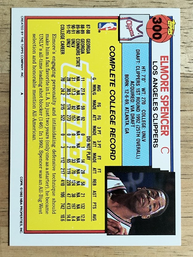 1992-93 Topps Gold #300 Elmore Spencer (NM)