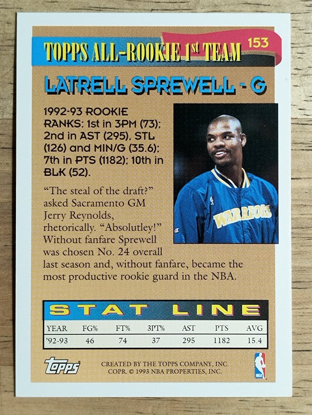 1993-94 Topps #153 Latrell Sprewell ART