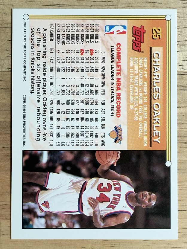 1993-94 Topps Gold #25 Charles Oakley