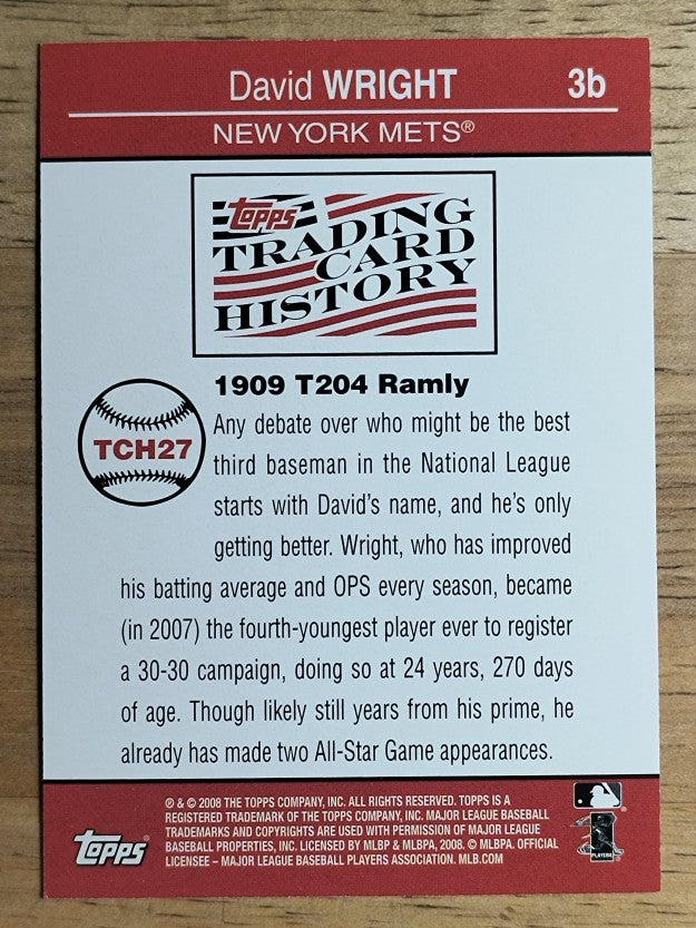 2008 Topps Trading Card History #TCH27 David Wright