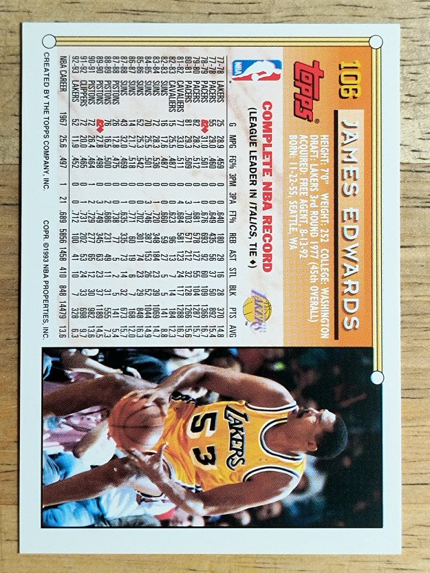 1993-94 Topps Gold #106 James Edwards