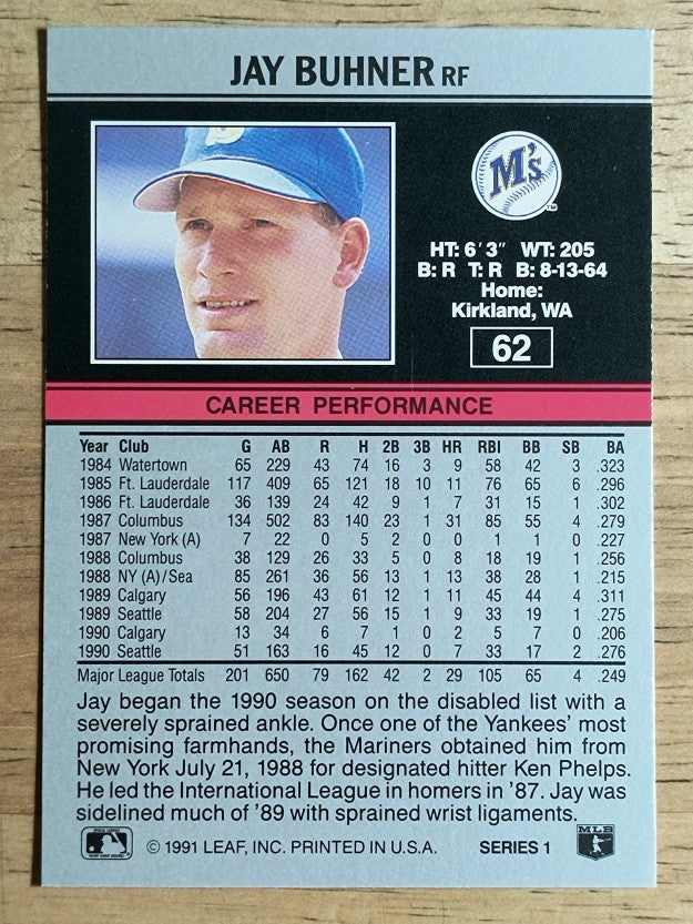 1991 Leaf #62 Jay Buhner