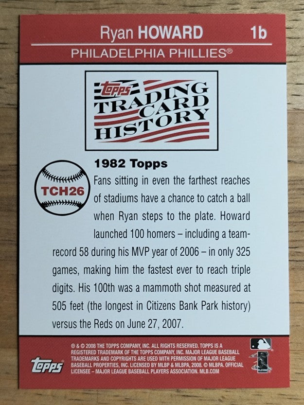 2008 Topps Trading Card History #TCH26 Ryan Howard
