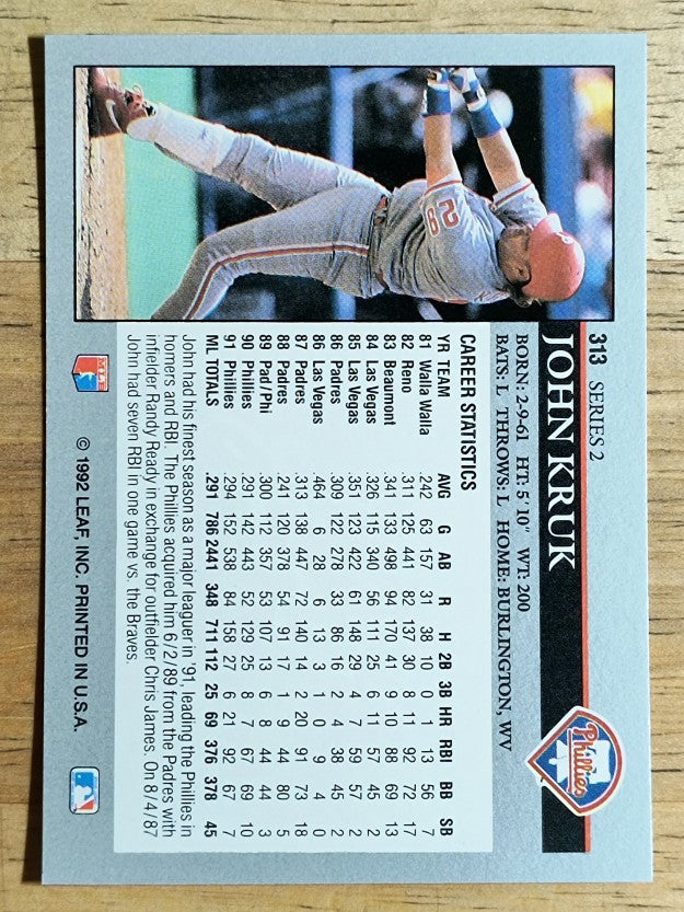 1992 Leaf #313 John Kruk