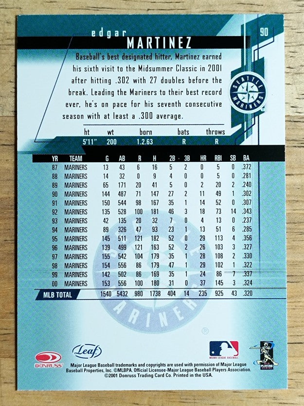 2001 Leaf Rookies and Stars #90 Edgar Martinez