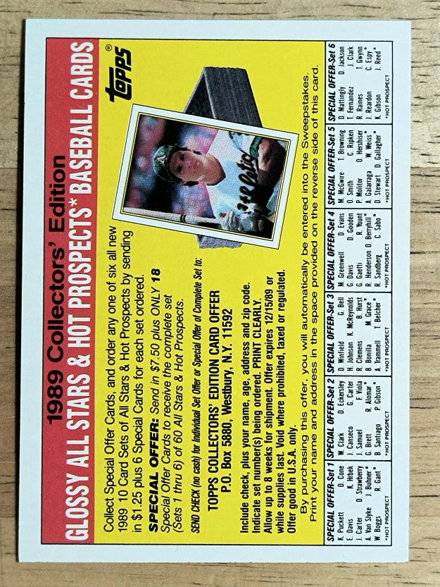 1989 Topps Company Store #NNO Glossy All-Stars Offer/Gray Back